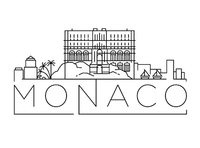 Monaco Minimal Skyline building design flat frane icon illustration line linear logo minimal monaco vector