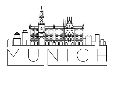 Munich Minimal Skyline building city design flat germany icon illustration line linear minimal munich vector