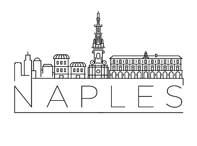 Naples Minimal Skyline building city design flat icon illustration italy line linear minimal naples stroke vector