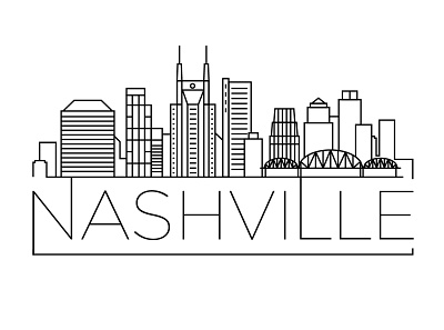 Nashville Minimal Skyline building city design flat icon illustration line linear logo minimal nashville usa vector