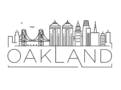Oakland Minimal Skyline building city design flat icon illustration line linear minimal oakland usa vector