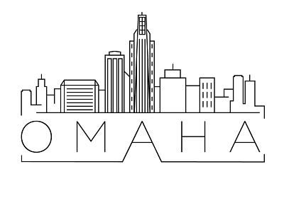 Omaha Minimal Skyline building city design flat icon illustration line linear minimal omaha usa vector