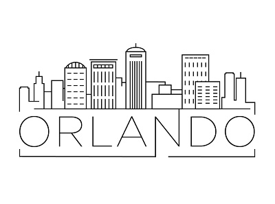 Orlando Minimal Skyline building city design flat icon illustration line linear minimal orlando usa vector