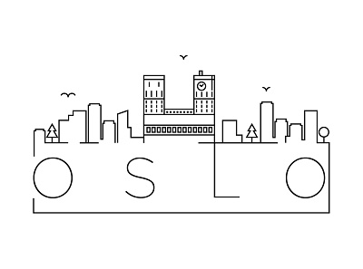 Oslo Minimal Skyline building city design flat icon illustration line linear minimal vector