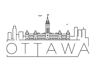 Ottowa Minimal Skyline building canada city design flat icon illustration line linear logo minimal ottawa vector