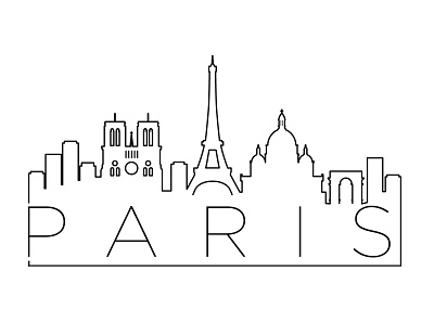 Paris Minimal Skyline building design eiffel flat france icon illustration line linear logo minimal vector