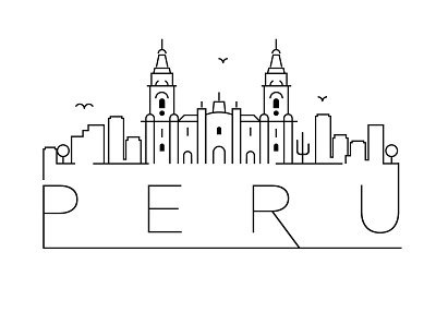 Peru Minimal Skyline building design flat icon illustration lima line linear logo minimal peru vector