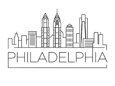 Philadelphia Minimal Skyline building design flat icon illustration line linear logo minimal philadelphia usa vector