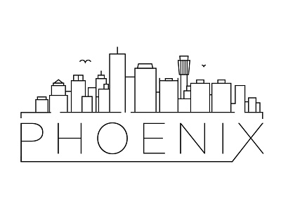 Phoenic Minimal Skyline building design flat icon illustration line linear logo minimal phoenix usa vector