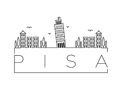Pisa Minimal Skyline building city design flat florence icon illustration italy line linear logo minimal pisa stroke vector
