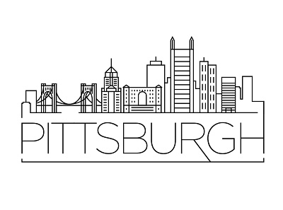 Pittsburgh Minimal Skyline building design flat icon illustration line linear logo minimal pittsburgh usa vector