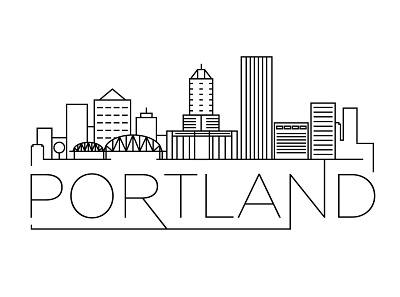 Portland Minimal Skyline building city design flat icon illustration line linear logo minimal portland usa vector