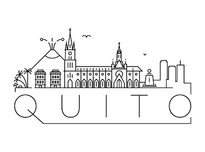 Quito Minimal Skyline branding building design ecuador flat icon illustration line linear logo minimal quito vector