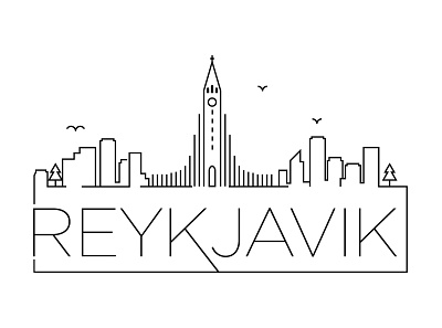 Reykjavik Minimal Skyline building city design flat iceland icon illustration line linear logo minimal reykjavik skyline vector