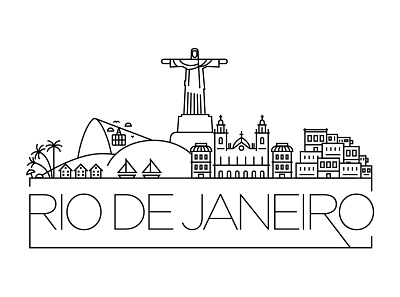 Rio De Janeiro Minimal Skyline branding brazil building design flat icon illustration line linear logo minimal rio rio de janeiro skyline sugar loaf vector