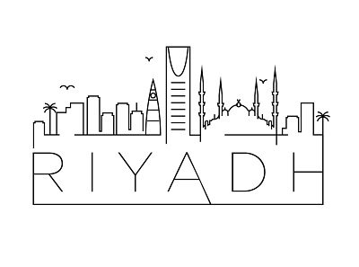 Riyadh Minimal Skyline building city design flat icon illustration line linear logo minimal riyadh saudiarabia skyline vector