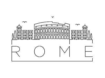 Rome Minimal Skyline building design europe flat icon illustration italy line linear logo minimal rome vector