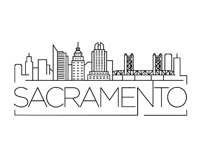 Sacramento Minimal Skyline building city design flat icon illustration line linear logo minimal sacramento skyline usa vector