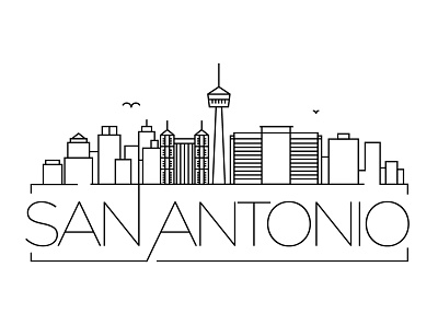 San Antonio Minimal Skyline america building city design flat icon illustration line linear logo minimal san antonio usa vector