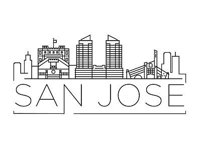 San Jose Minimal Skyline building city costa rica design icon illustration linear map san jose skyline stroke vector