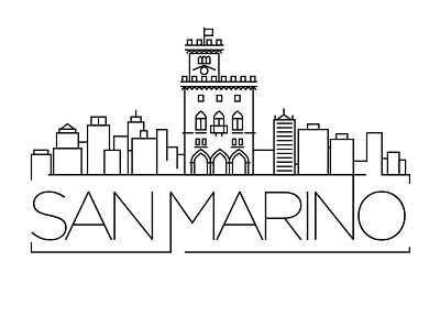 San Marino Minimal Skyline building city design europe flat icon illustration line linear minimal san marino skyline vector