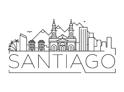 Santiago Minimal Skyline building chile design flat icon illustration line linear minimal santiago skyline stroke vector