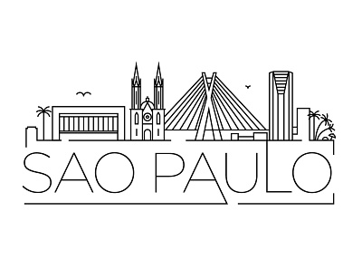 Sao Paulo Minimal Skyline brazil building design flat icon illustration line linear minimal sao paulo skyline vector