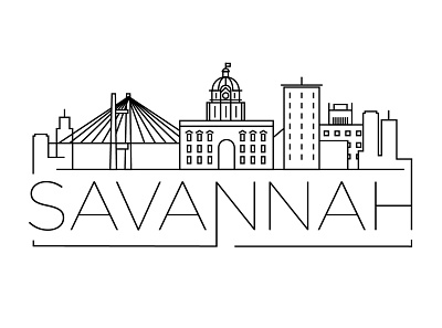 Savannah Minimal Skyline america building flat icon illustration line linear logo savannah skyline stroke usa vector