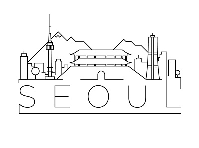 Seoul Minimal Skyline design flat icon illustration line linear logo minimal seoul skyline south korea vector
