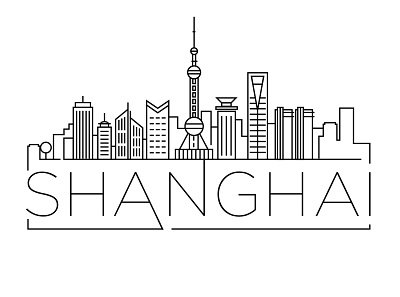 Shanghai Minimal Skyline asia branding china design flat icon illustration line linear logo minimal shanghai skyline vector