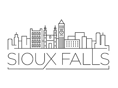 Sioux Falls Minimal Skyline city flat icon illustration line logo skyline stroke usa vector