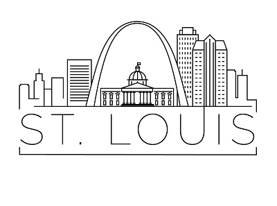 St Louis Minimal Skyline america building design flat icon illustration line linear logo minimal st. louis usa vector