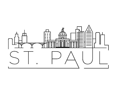 St Paul Minimal Skyline america building design flat icon illustration line linear logo minimal st. paul usa vector