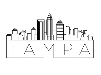 Tampa Minimal Skyline america building city design flat icon illustration line linear minimal stroke tampa usa vector