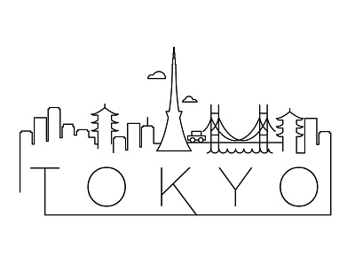 Tokyo Minimal Skyline building city design flat icon illustration japan line linear logo minimal tokyo vector