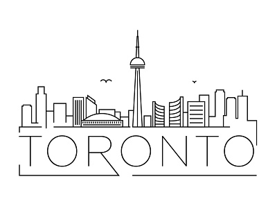 Toronto Minimal Skyline building canada design flat icon illustration line linear logo minimal toronto vector