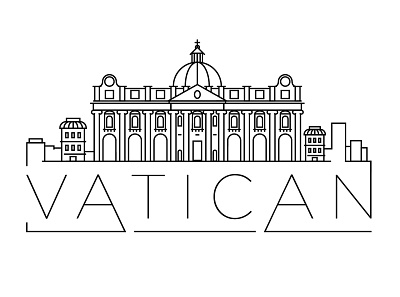 Vatican Minimal Skyline building design flat icon illustration italy line linear logo minimal pope vatican vector