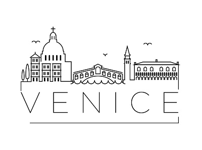 Venice Minimal Skyline building design flat icon illustration italy line linear logo minimal vector venice