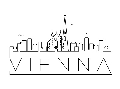 Vienna Minimal Skyline austria branding design flat icon illustration line linear logo minimal vector vienna