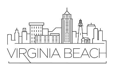 Virginia Beach Minimal Skyline building city design flat icon illustration line linear logo minimal usa vector virginia beach