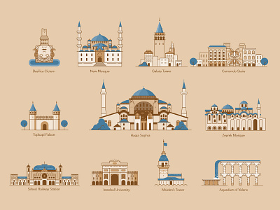 Istanbul Map - Buildings building city icon illustration istanbul linear turkey vector