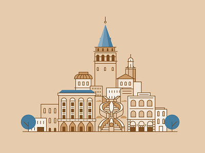 Galata Tower - Istanbul building city design flat galata galata tower icon illustration istanbul line linear map stairs turkey vector