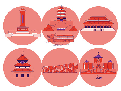 Beijing Icons asia beijing building china city forbidden city icon illustration line linear minimal palace temple vector