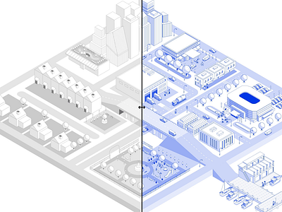 Isometric Illustration Process city design icon illustration isometric line vector