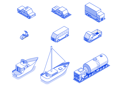 Isometric Vehicles car icon illustration isometric transportation truck vector vehicles