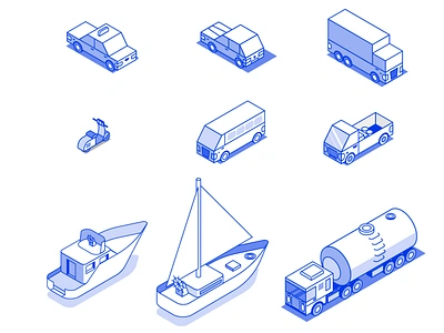 Isometric Vehicles car icon illustration isometric transportation truck vector vehicles