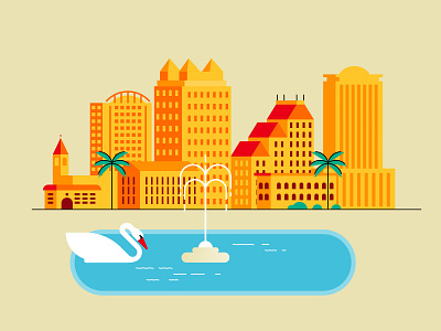 Orlando Downtown city flat icon illustration line orlando vector
