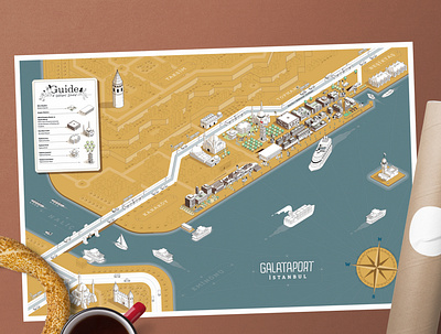 Galataport Istanbul - Isometric Map city galata illustration isometric istanbul landmark line map vector