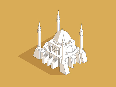 Hagia Sophia Mosque ayasofya flat galataport icon illustration isometric istanbul landmark line mosque museum vector