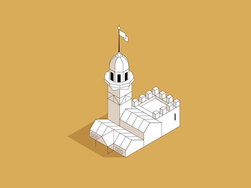 Maiden's Tower - Istanbul city galataport icon illustration isometric istanbul line maiden map tower vector